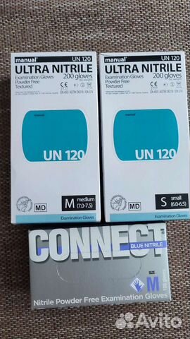 Перчатки нитриловые синие