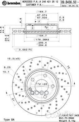 Диск тормозной UV Coated перед 09B43651 Brembo