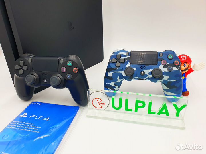 PS4 Slim 9.00 + 2 геймпада + любые игры