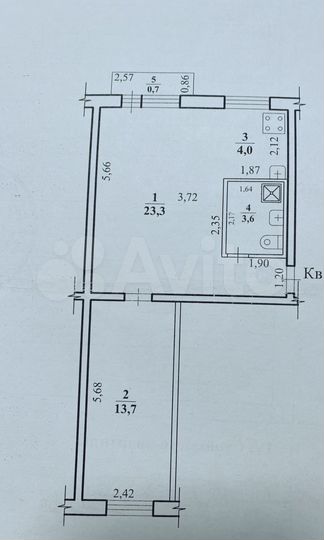 2-к. квартира, 45,2 м², 4/5 эт.