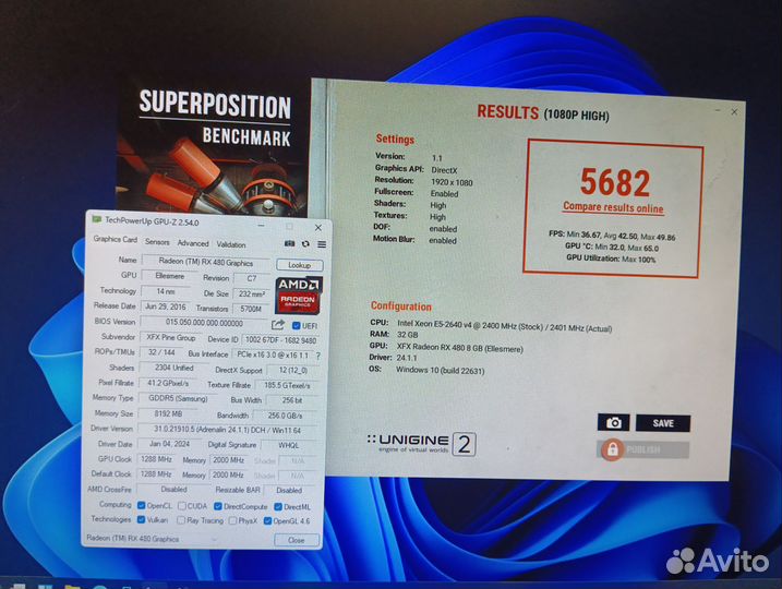 Видеокарта XFX RX480 8Gb 2304SP