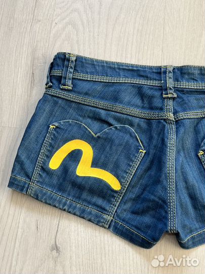 Evisu шорты джинсовые женские оригинал