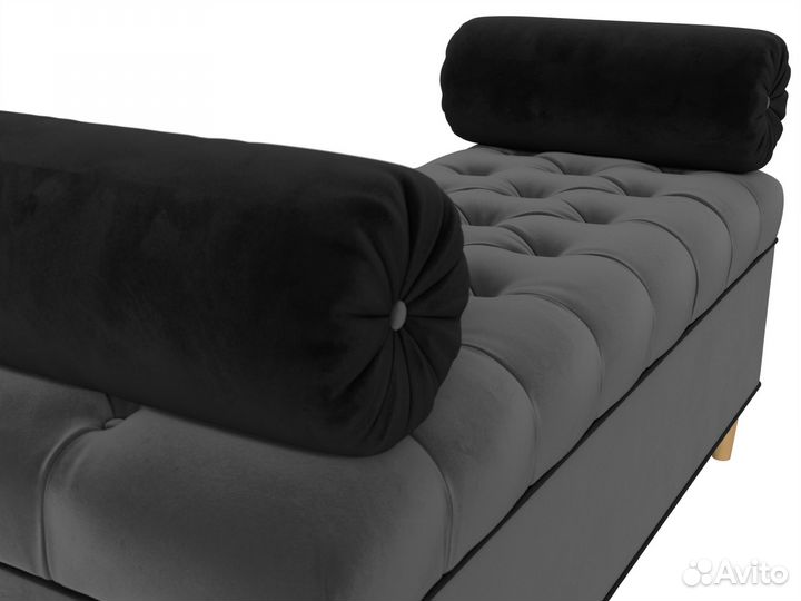 Банкетка Глория, велюр, серый, черный. Москва и мо