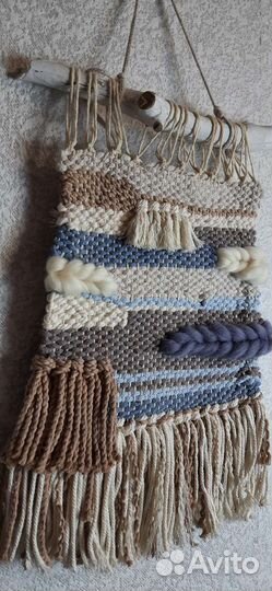 Панно в технике вивинг (бежево-серо-белое)