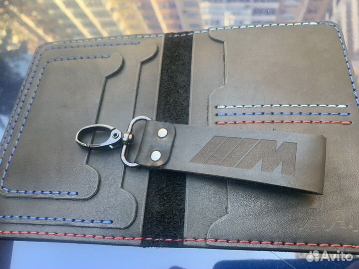 Кожаная обложка для автодокументов BMW M бмв