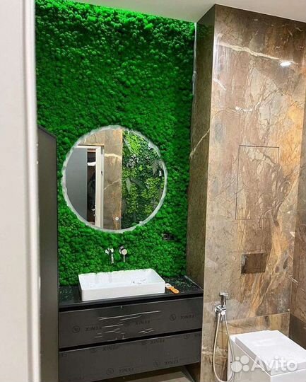 Мох стабилизированный в ванную ягель панно