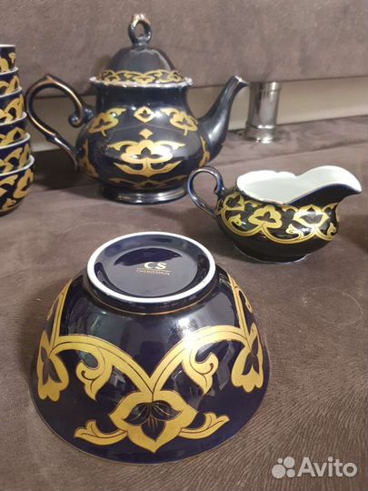Сервиз чайный в восточном стиле кобальт с позолото