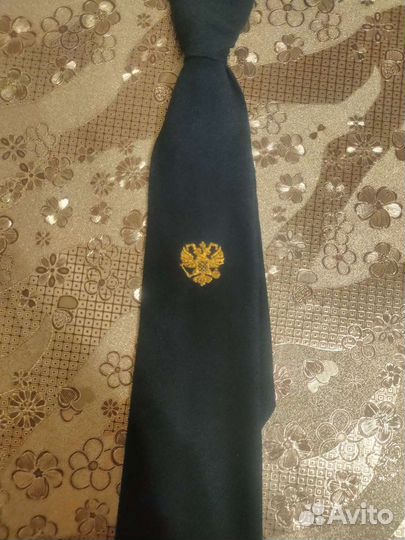 Галстук мужской синий с гербом России