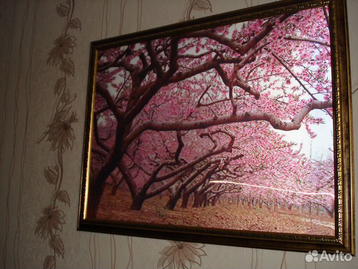 Картина обьемная водопад пейзаж и обьемная Сакура