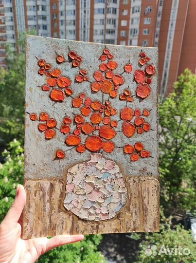 Картина маслом с ягодами 30х20