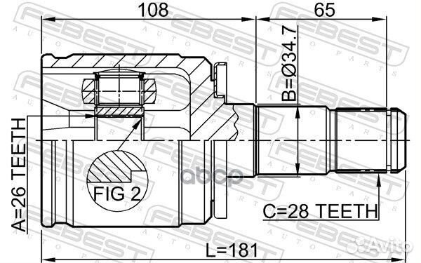 ШРУС внутренний левый 26x34.7x28 0411-K94LH Febest