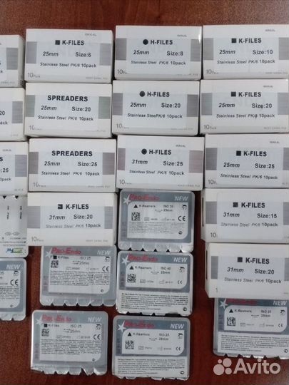 H-files, K-files, spreaders, reamers