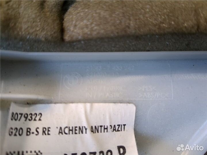 Обшивка центральной стойки BMW 3 G20, G21 2018, 20