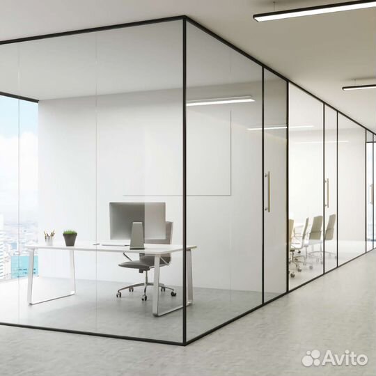 Стеклянная перегородка для зонирования