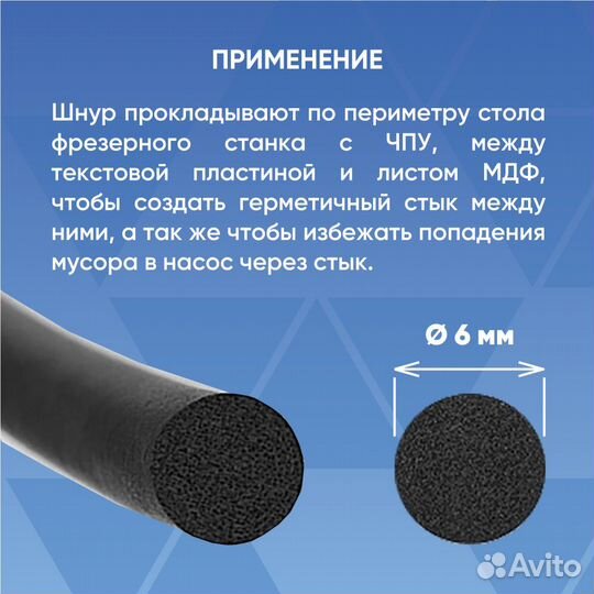 Шнур пористый 6 мм для чпу (вакуумных зон)