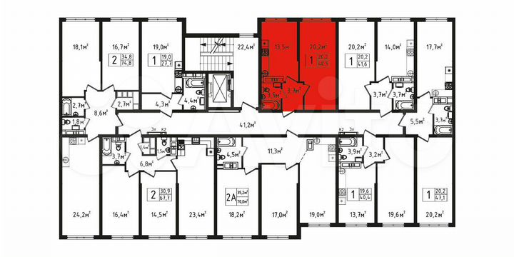 1-к. квартира, 40,9 м², 1/9 эт.
