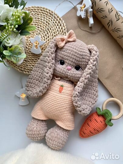 Вязаный зайка, мишка ручной работы