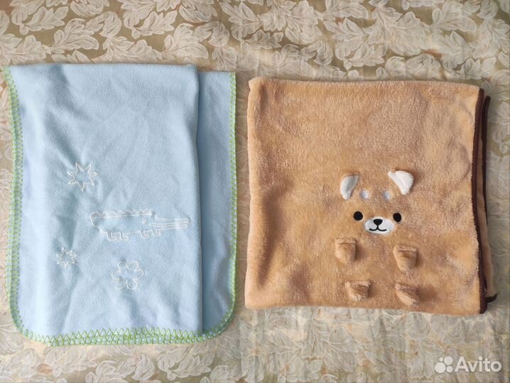 Плед детский, флис, 2 шт