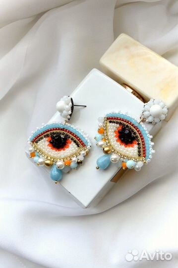Крупные серьги poison eye средиземье ручной работы