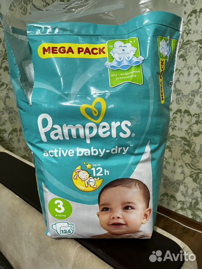 Pampers active baby dry 3 памперсы