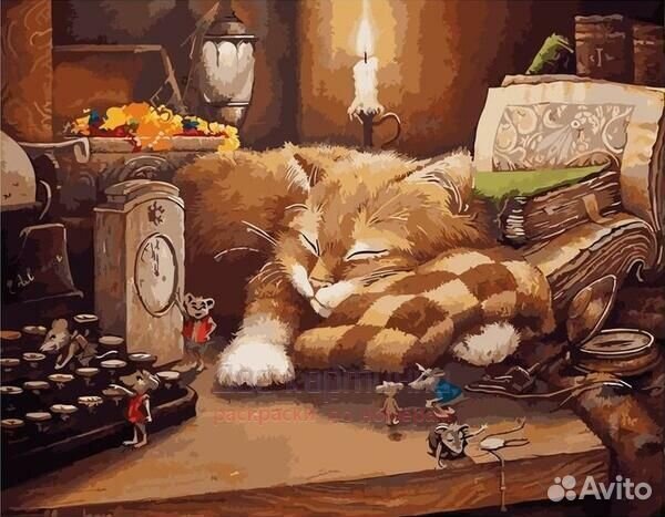 Картина по номерам 40x50 Шкодные мишки возле спяще