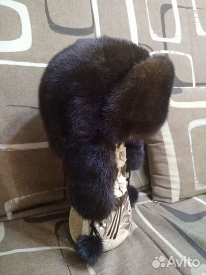 Шапка ушанка норковая женская