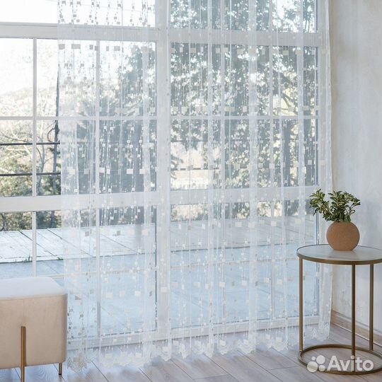 Тюль мона золото готовый на окна пошив