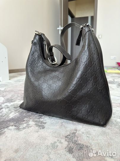 Сумка gucci натуральная кожа темнокоричневая