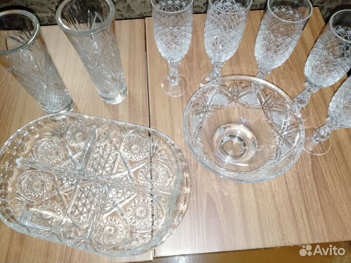 Хрусталь вазы, бокалы, салатницы