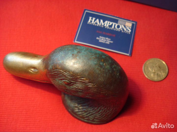 Статуэтка Открывалка Гусь Утка Америка латунь 1950