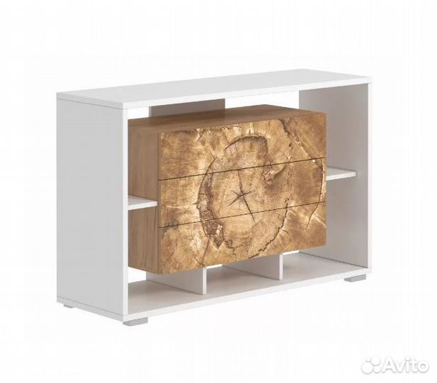 Тумба тв Крафт золотой с рисунком