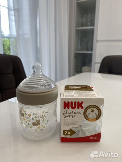Бутылка с новыми сосками nuk nature sense