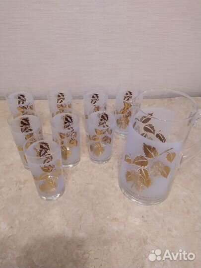 Кувшин и 8 стаканов.Чехия.Богемия.Отличный подарок