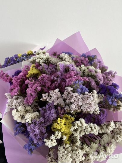 Букет цветов учителю, сухоцветы, статица