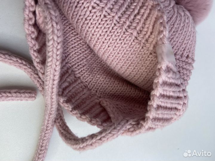 Шапочка для девочки зимняя двойная