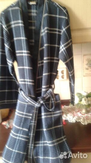 Халат вафельный в клетку