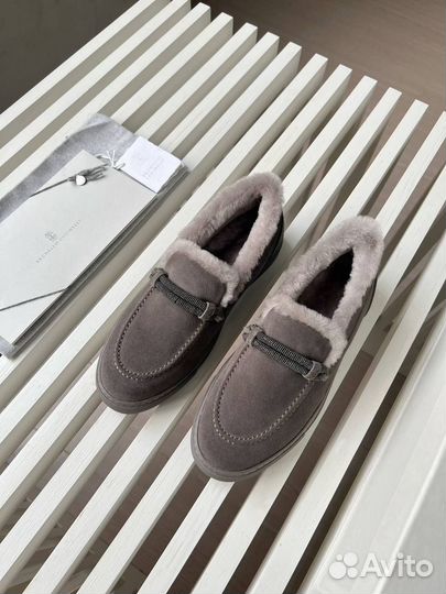 Женские Лоферы с мехом brunello cucinelli