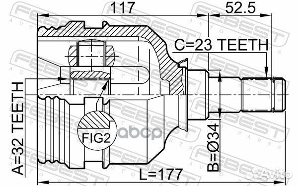 ШРУС внутренний 32x34x23 (toyota carina E AT19#