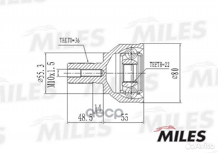 ШРУС mazda 3 1.4/1.6/2.0 03- нар. ga20208 Miles