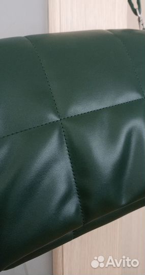 Сумка стеганая зеленая экокожа