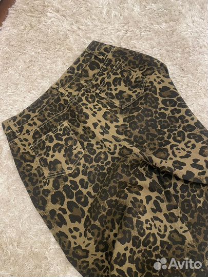 Джинсы широкие y2k леопардовые