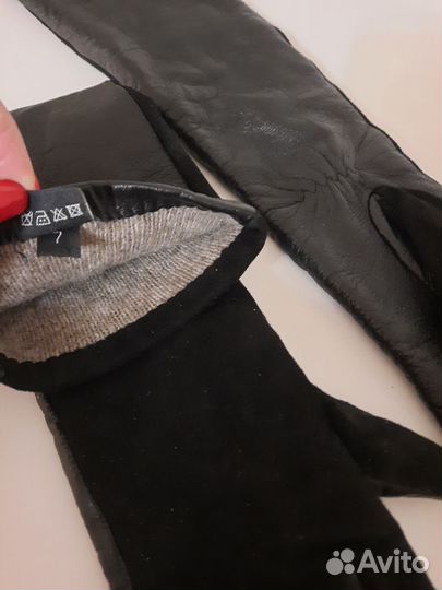 Перчатки женские кожаные-замшевые, размер 7