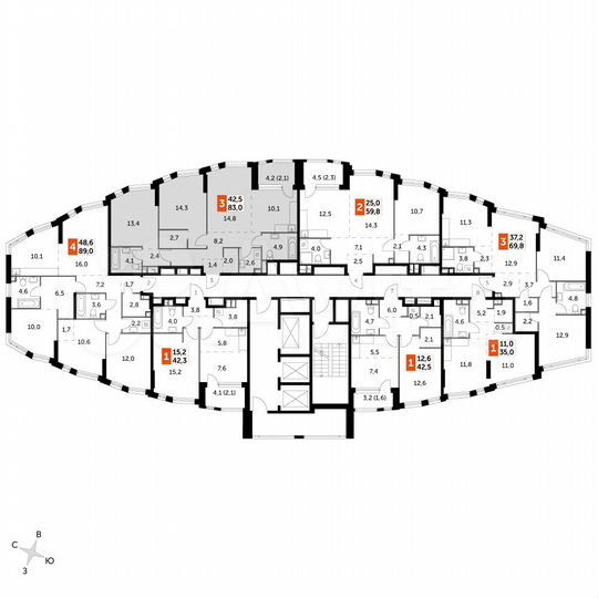 3-к. квартира, 83 м², 2/29 эт.