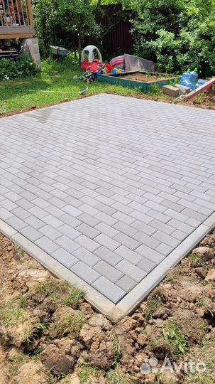 Укладка тротуарной плитки брусчатки бордюров