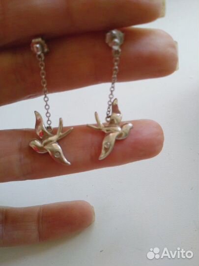 Серьги hot diamonds, серебро с бриллиантами, кольц