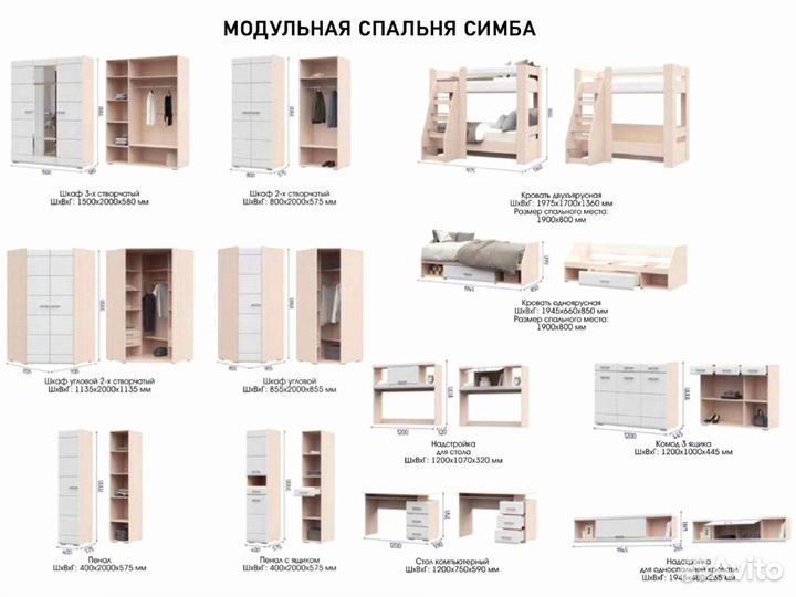 Надстройка одноярусной кровати Симба кофе