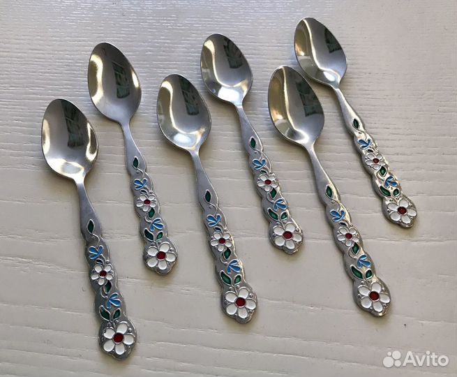 Чайные ложки мельхиор эмали СССР