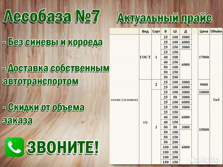 Доска обрезная, сорт 1, т/у