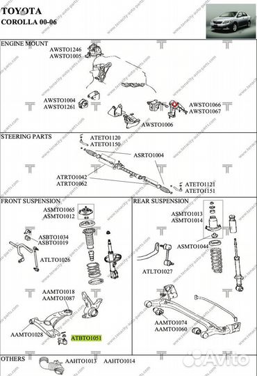 Опора шаровая Toyota Corolla atbto1051 2 штуки