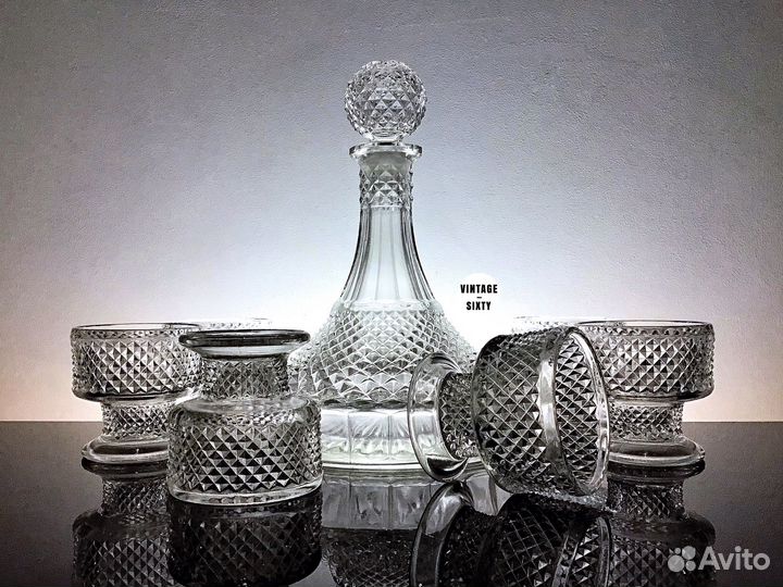Штоф декантер и 6 бокалов Чехословакия 60-е гг